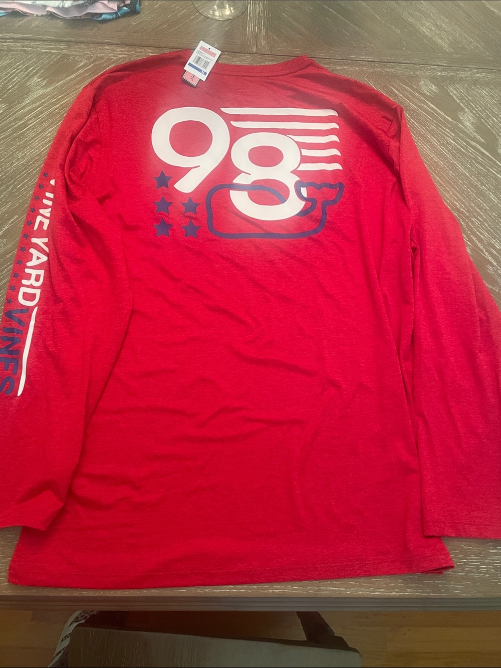 NWT Vineyard Vines Red Long Sleeve 98 Whale Graphic Tee